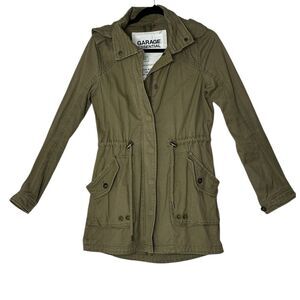 Garage Utility Parka Jacket Women's XS Olive Green Hooded Full‎ Zip Outdoor